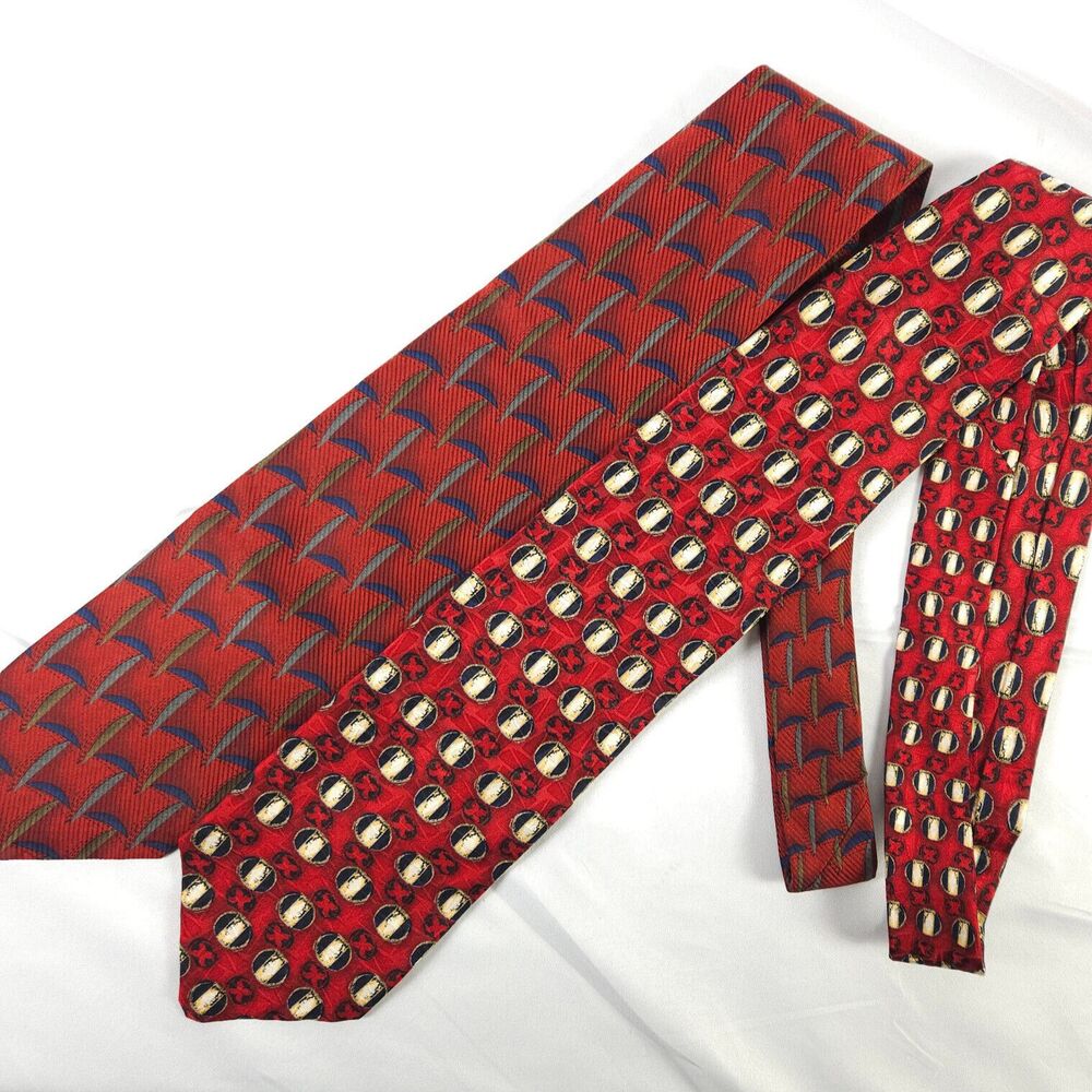 2 JZ Richards Red Geometric Silk Ties‎ Made in the USA